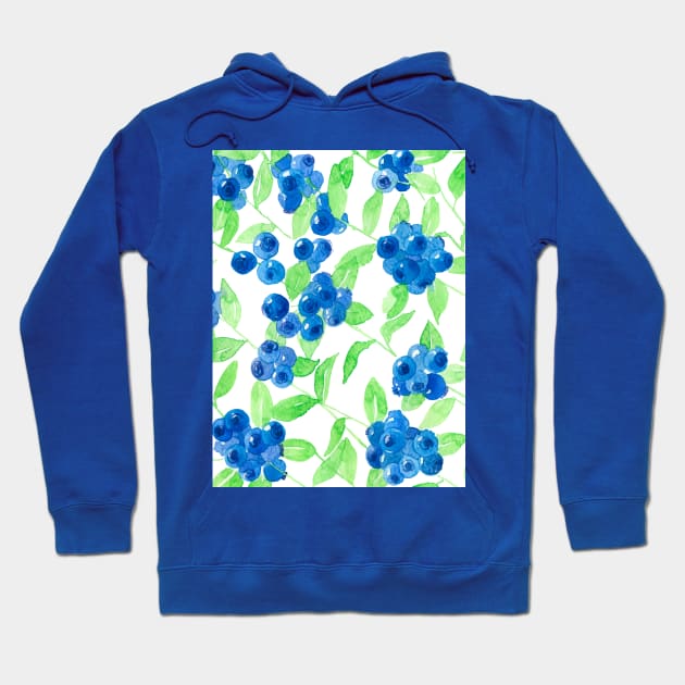 Bluberries watercolor pattern Hoodie by katerinamk